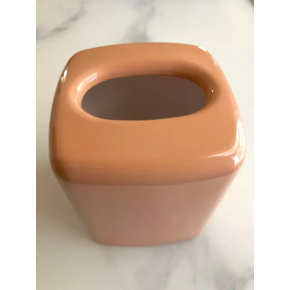 Vintage Andre Richard Japan Tissue Box Cover Peach Pink Plastic 80s Palm Beach